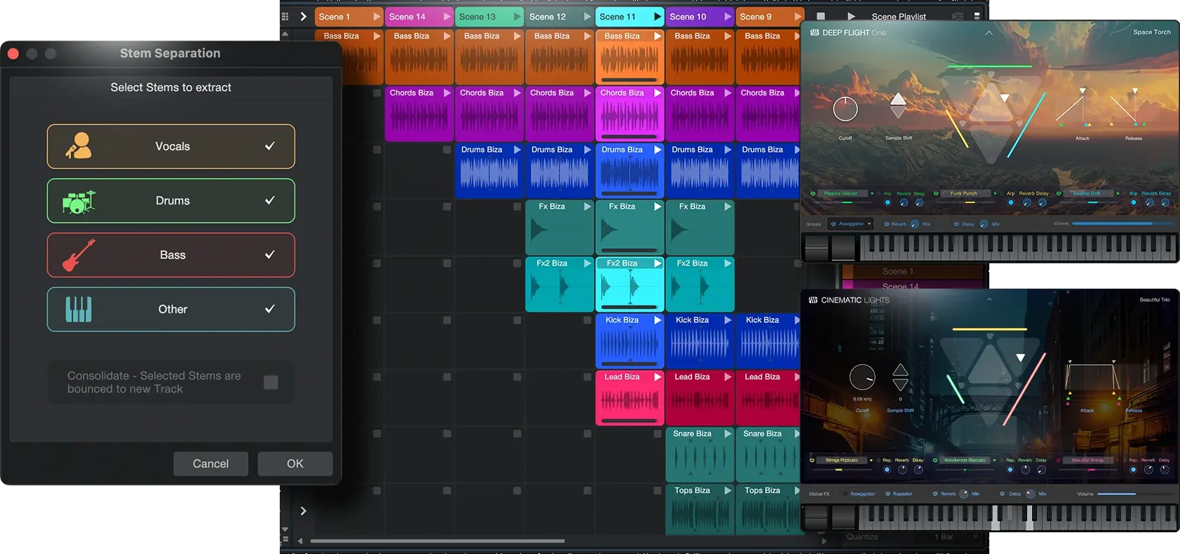 Explore AI-driven track separation technology, experience new creative possibilities with the integrated Launcher, and unlock new dimensions of sound with Deep Flight One and Cinematic Lights.